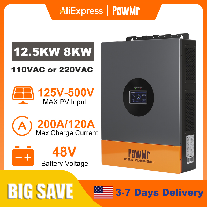 PowMr 12.5KW 8KW 分割相インバーター 110 - Drone Solar Charger のレビューと価格
